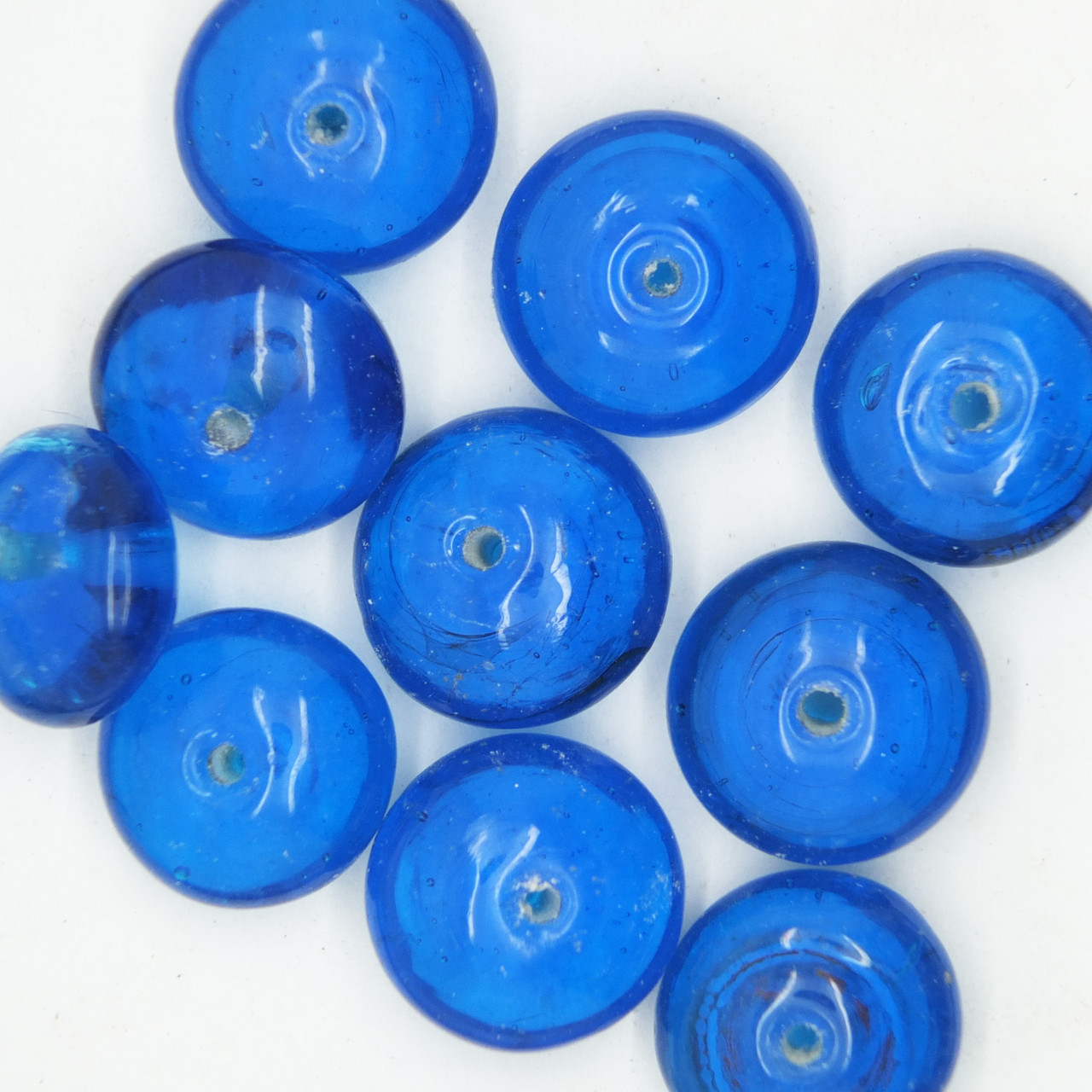 Glass Jewel Disc Beads Dark Aqua Transparent 10mm pk/10