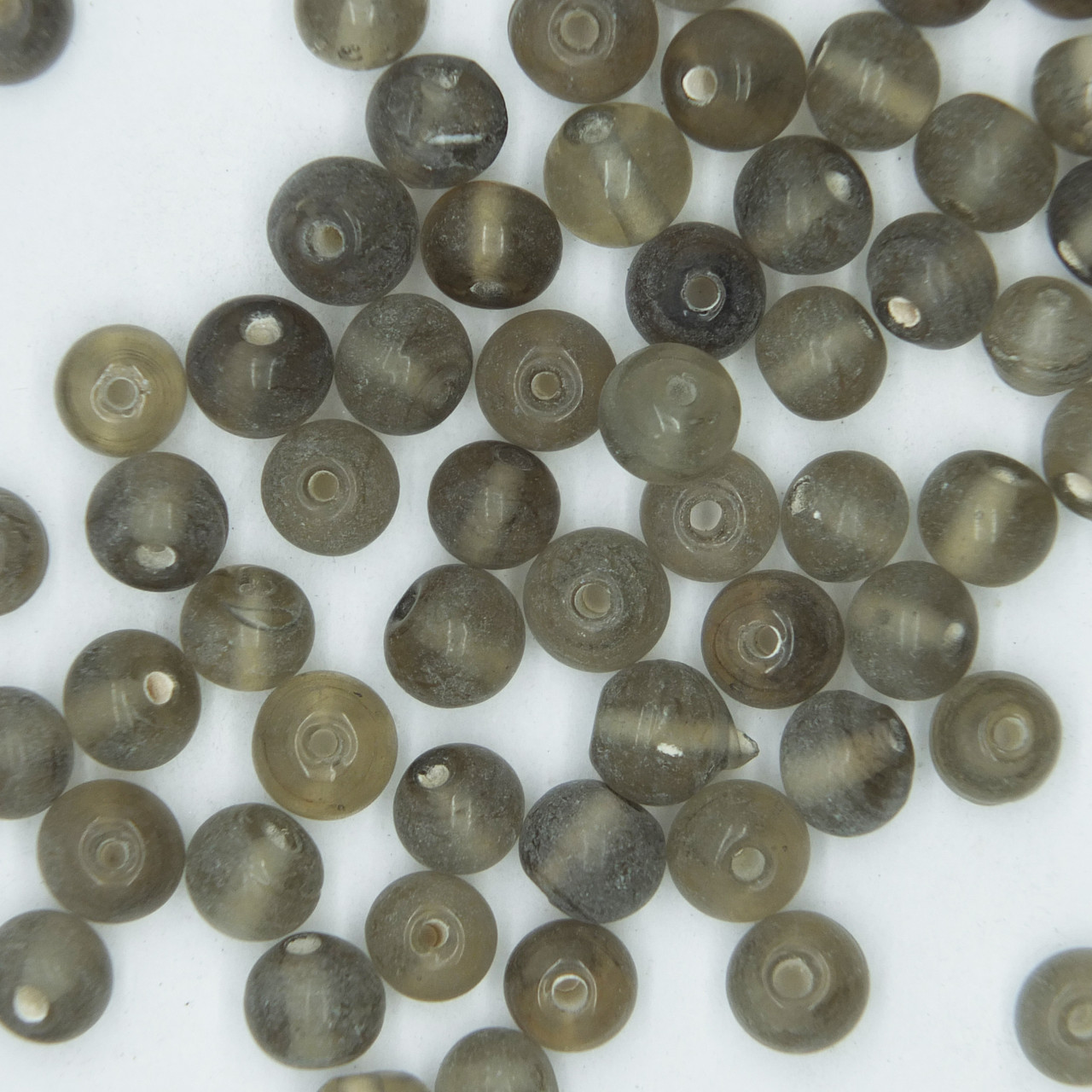 Glass Round Beads Gray Transparent 6mm pk/50