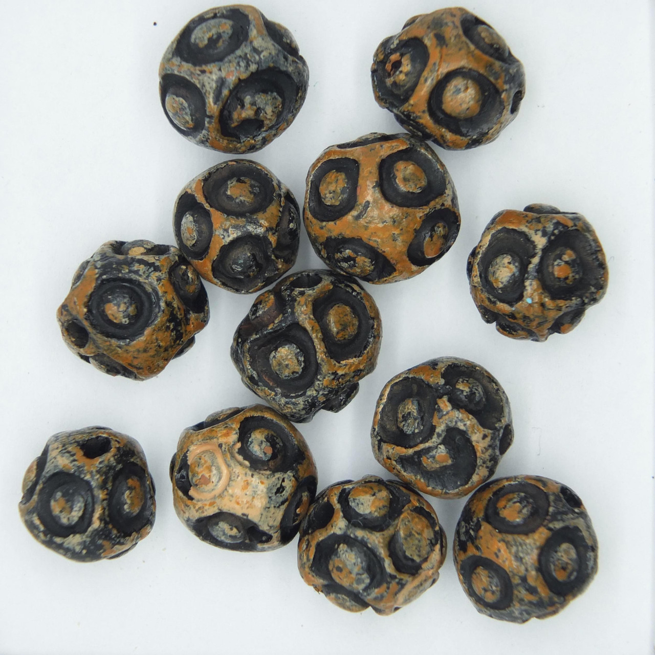 Dimpled Round Bronze Glazed Clay Beads pk/12 Dimpled Round Bronze Glazed Clay Beads pk/12