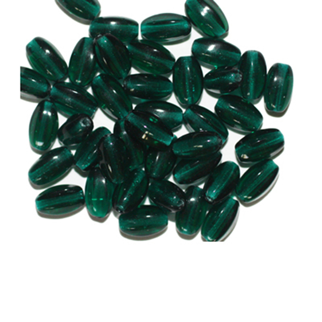 Teal Oval Czech Pressed Glass Beads 5x10mm pk/40