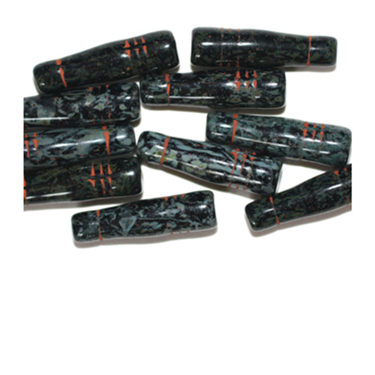 Gray Marble Columns Czech Pressed Glass Beads 22mm pk/10