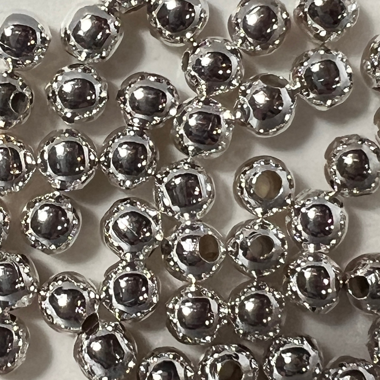 6mm Smooth Round Silver Plated Metal Beads Pk/50