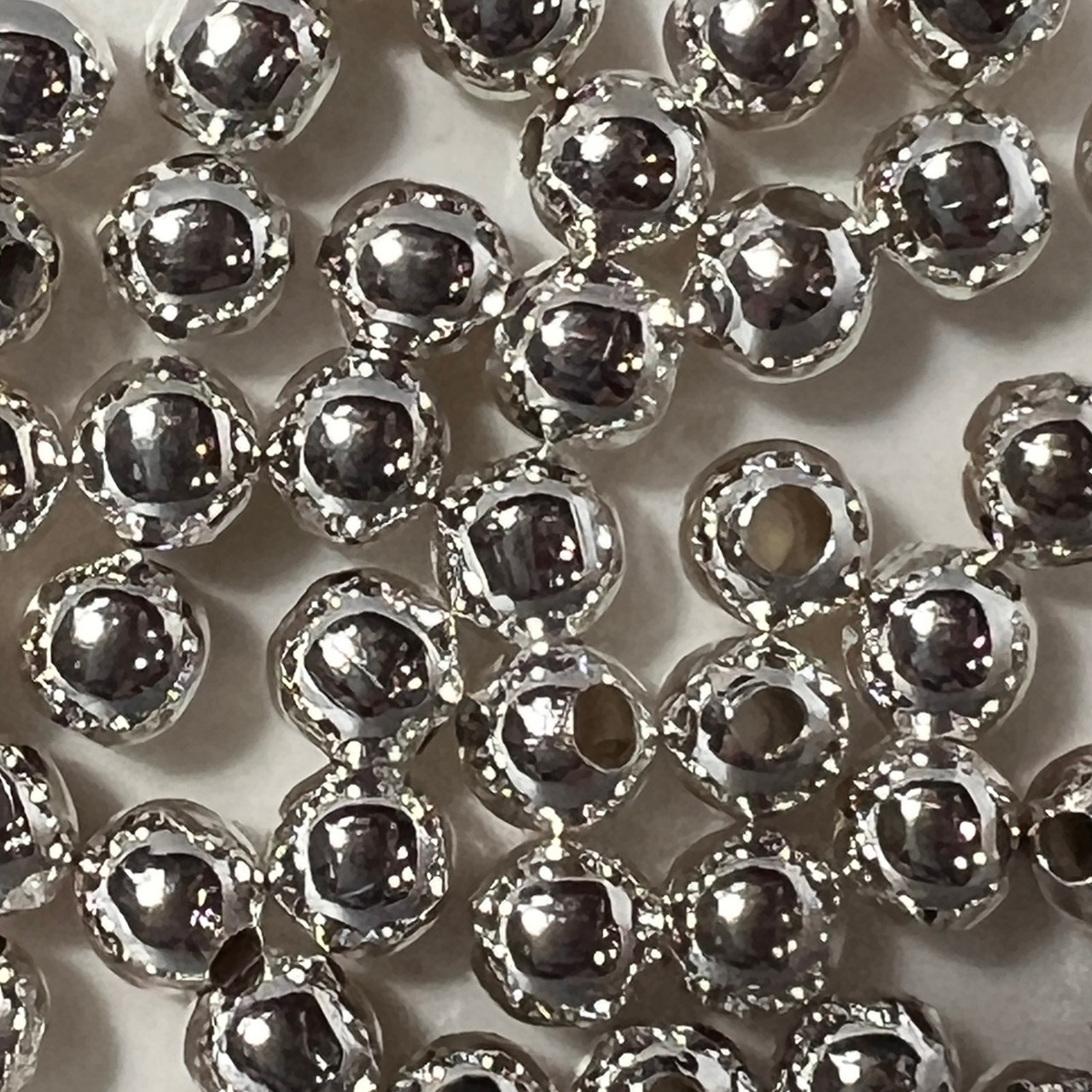 8mm Smooth Round Silver Plated Metal Beads Pk/30