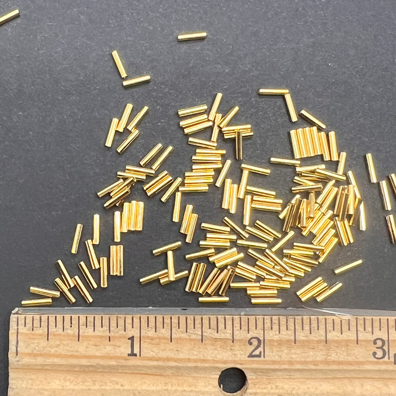 6mm Skinny Tubing Gold Plated Metal Beads Pk/200