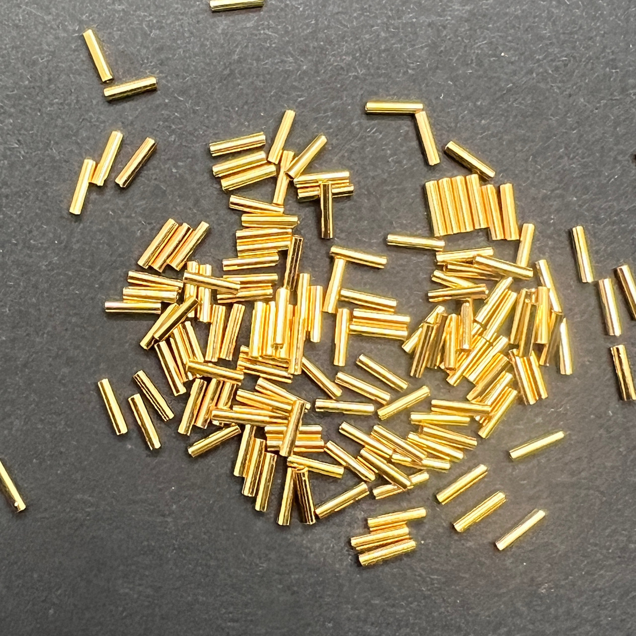 6mm Skinny Tubing Gold Plated Metal Beads Pk/200
