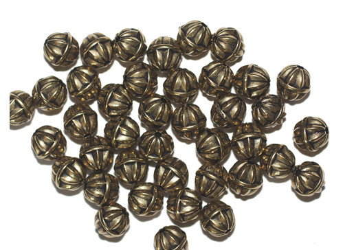 8mm Round Star Gold Metalized Plastic Beads Pk/40