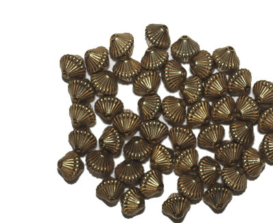 9mm Mushroom Gold Metalized Plastic Beads Pk/40