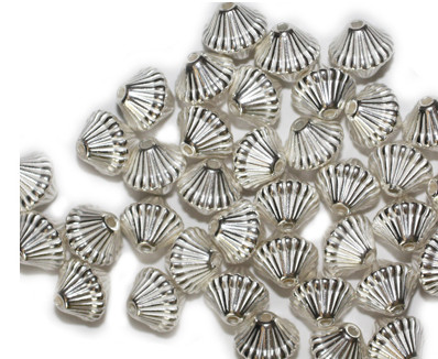9mm Mushroom Silver Metalized Plastic Beads Pk/40