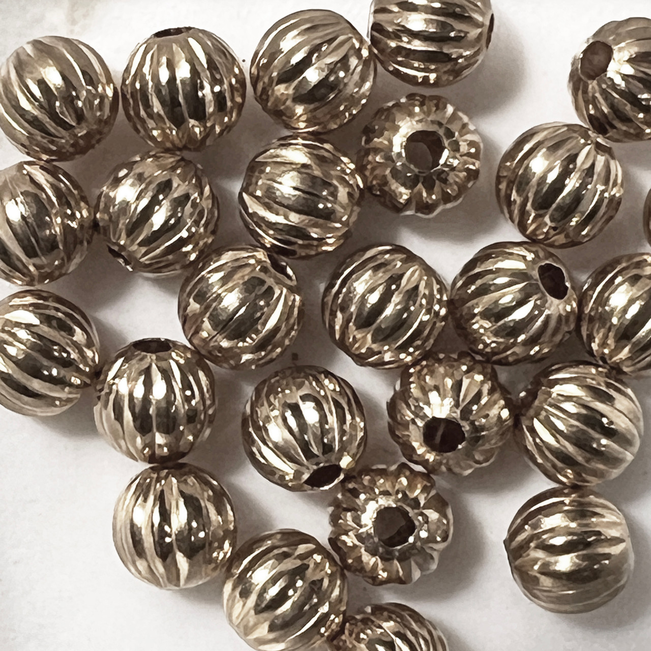 4mm Corrugated Round Silver Sterling Silver Beads Pk/20