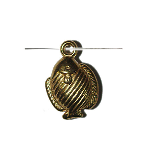 25mm Fish Pendant Charm Gold Metalized Plastic Pk/6