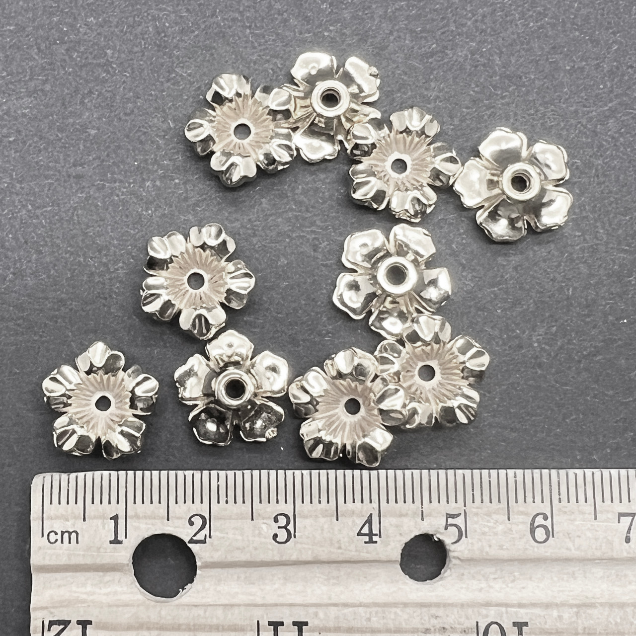 14mm Camellia Flower Silver Metalized Plastic Beads Pk/10