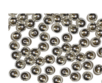 6mm Smooth Round Silver Metalized Plastic Beads Pk/50