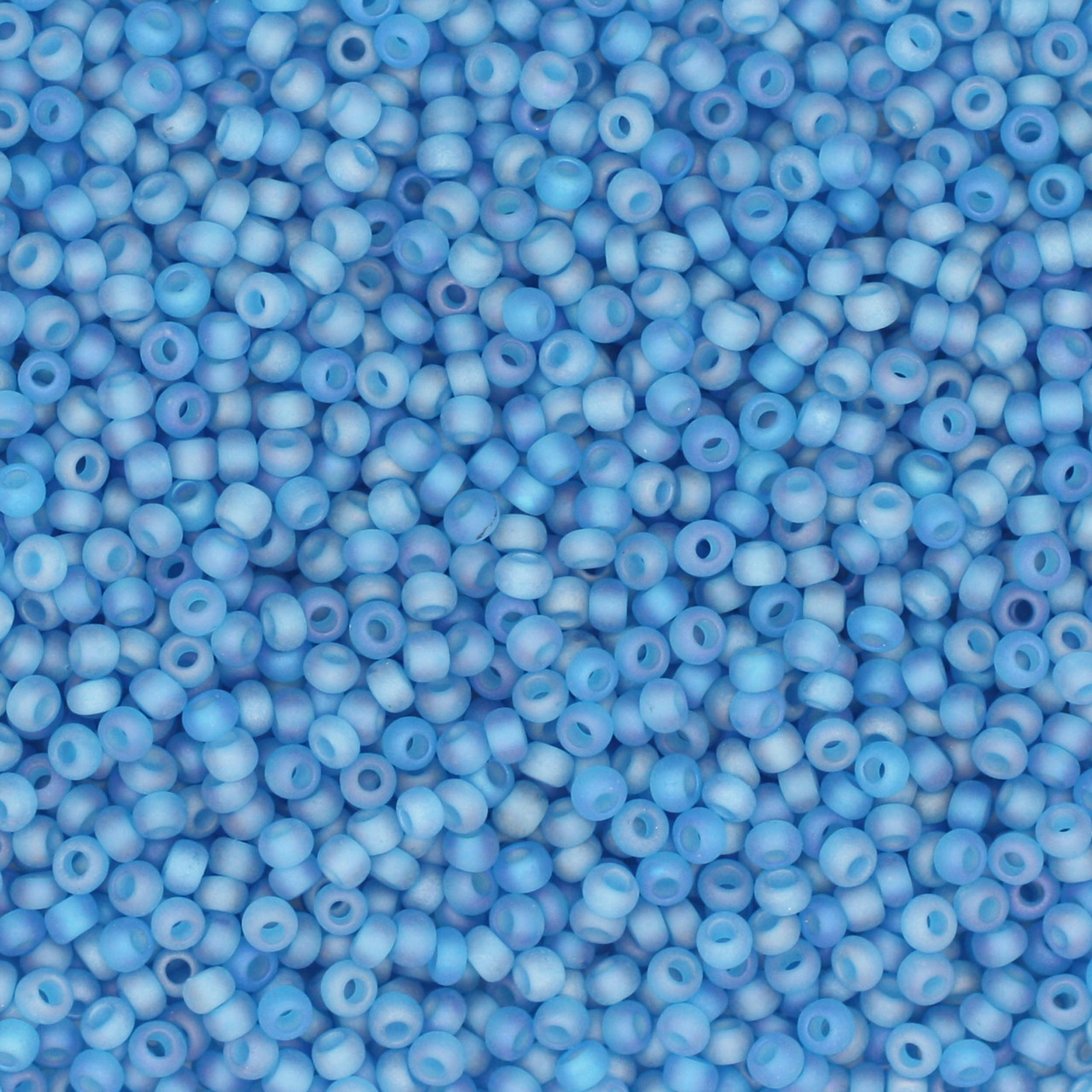 11/0 Czech Glass Seed Beads Matte Rainbow Dark Aqua Blue