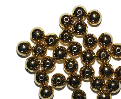 8mm Smooth Round Gold Metalized Plastic Beads Pk/30