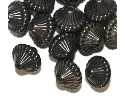 14mm Mushroom Pewter Metalized Plastic Beads Pk/12