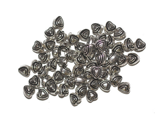 5mm Heart Silver Metalized Plastic Beads Pk/100