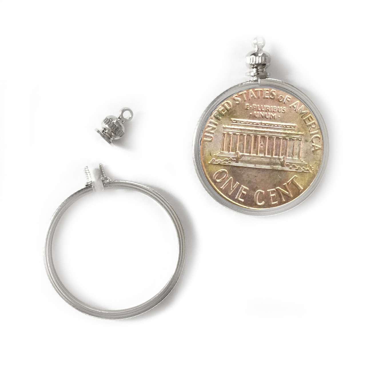 Coin Holder Bezel for USA Penny 1 cent Silvertone