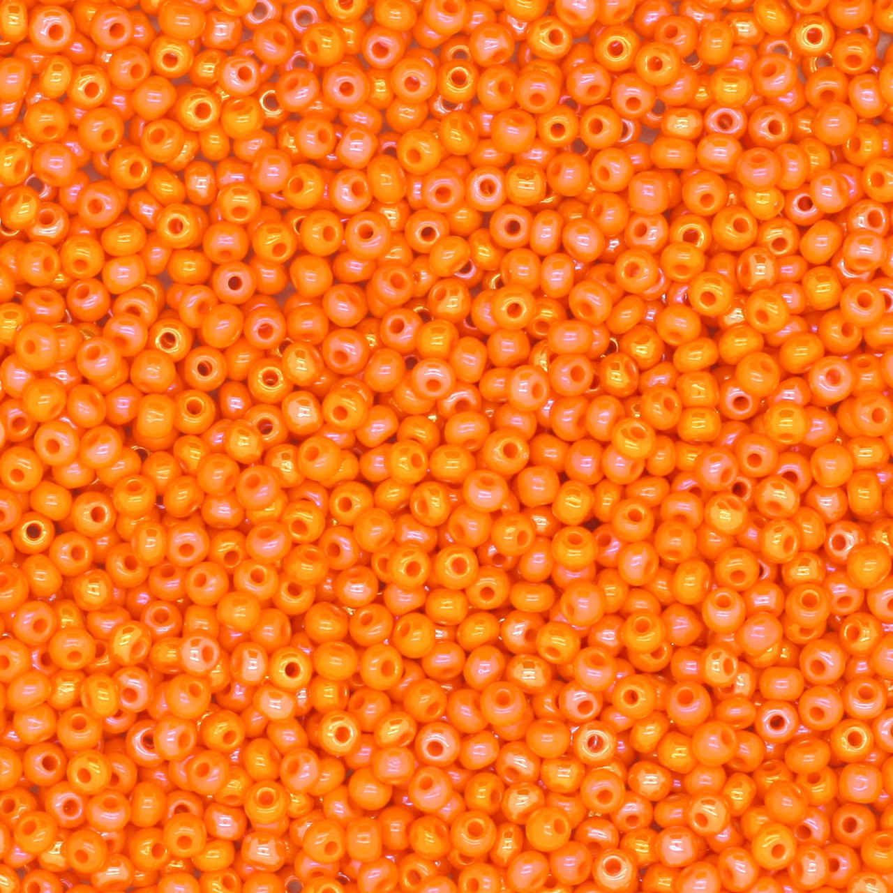 11/0 Czech Glass Seed Beads Opaque Rainbow Light Orange