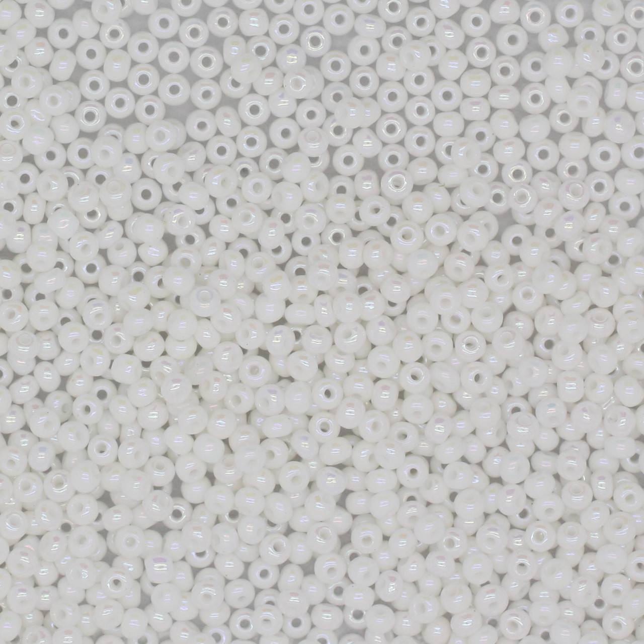11/0 Czech Glass Seed Beads Opaque Rainbow White
