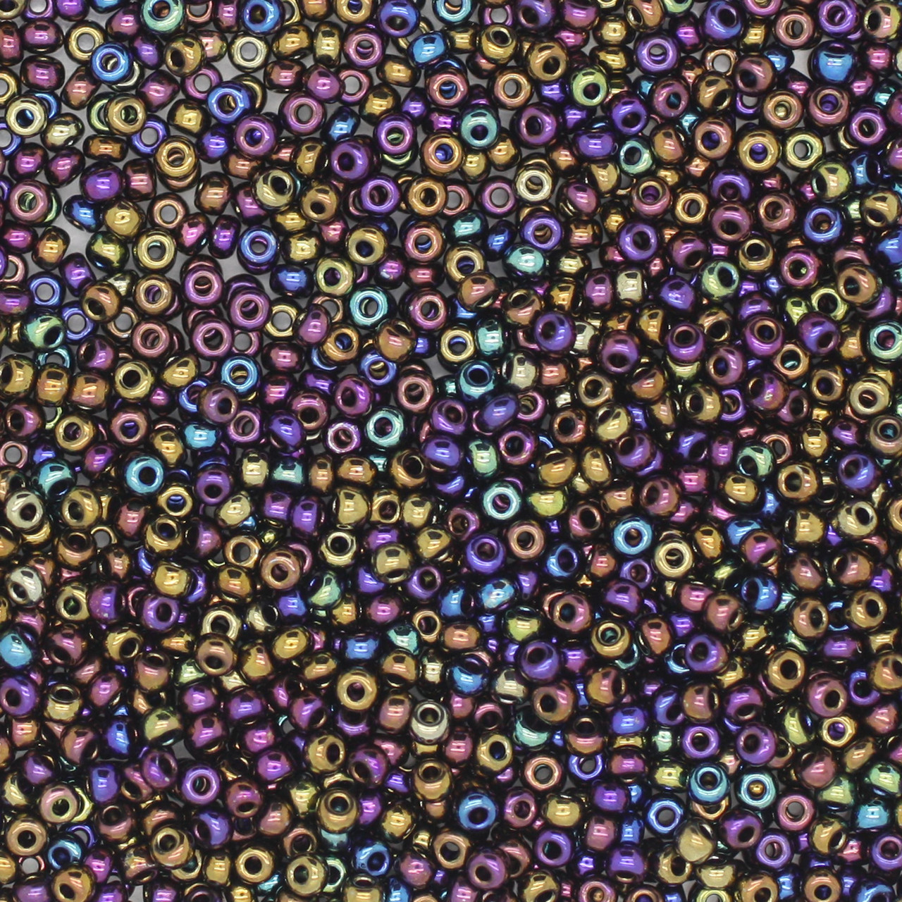 11/0 Czech Glass Seed Beads Opaque Rainbow Black