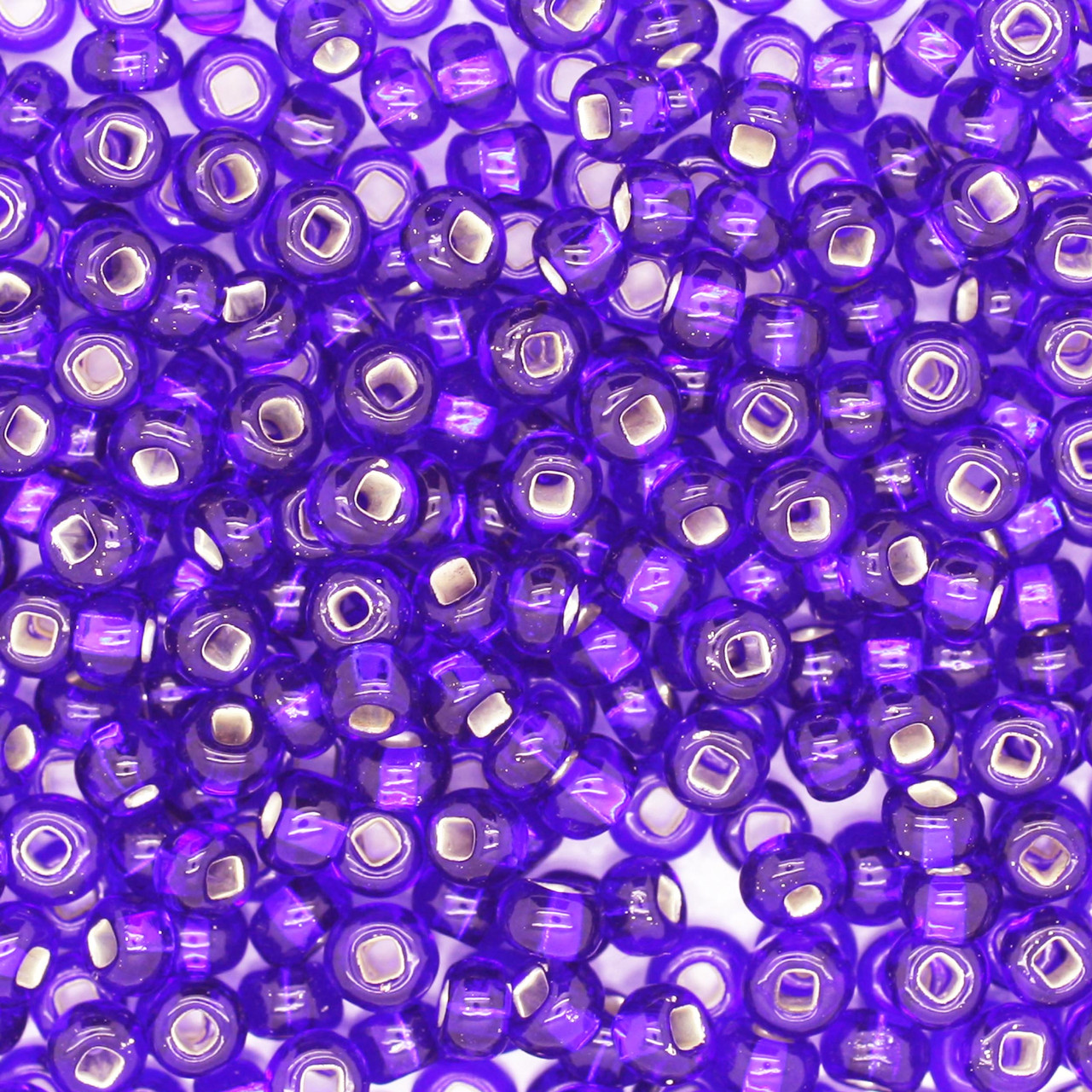 6/0 Czech Glass Seed Beads Violet Silver Lined