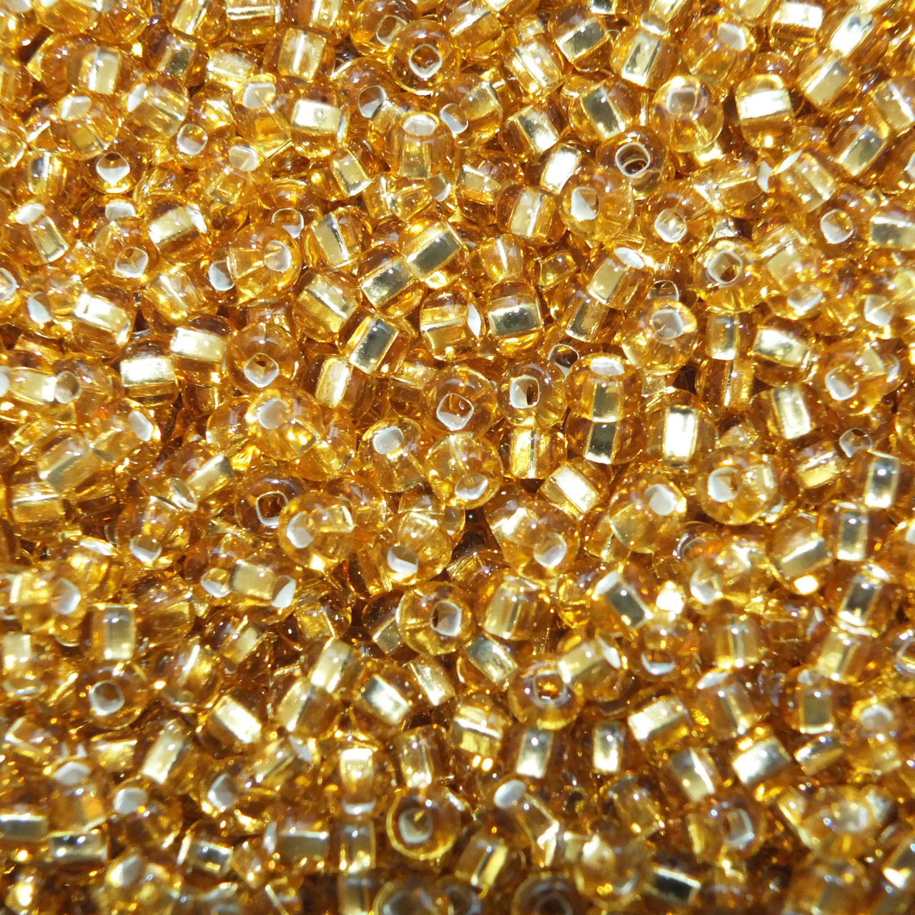 6/0 Czech Glass Seed Beads Gold Silver Lined