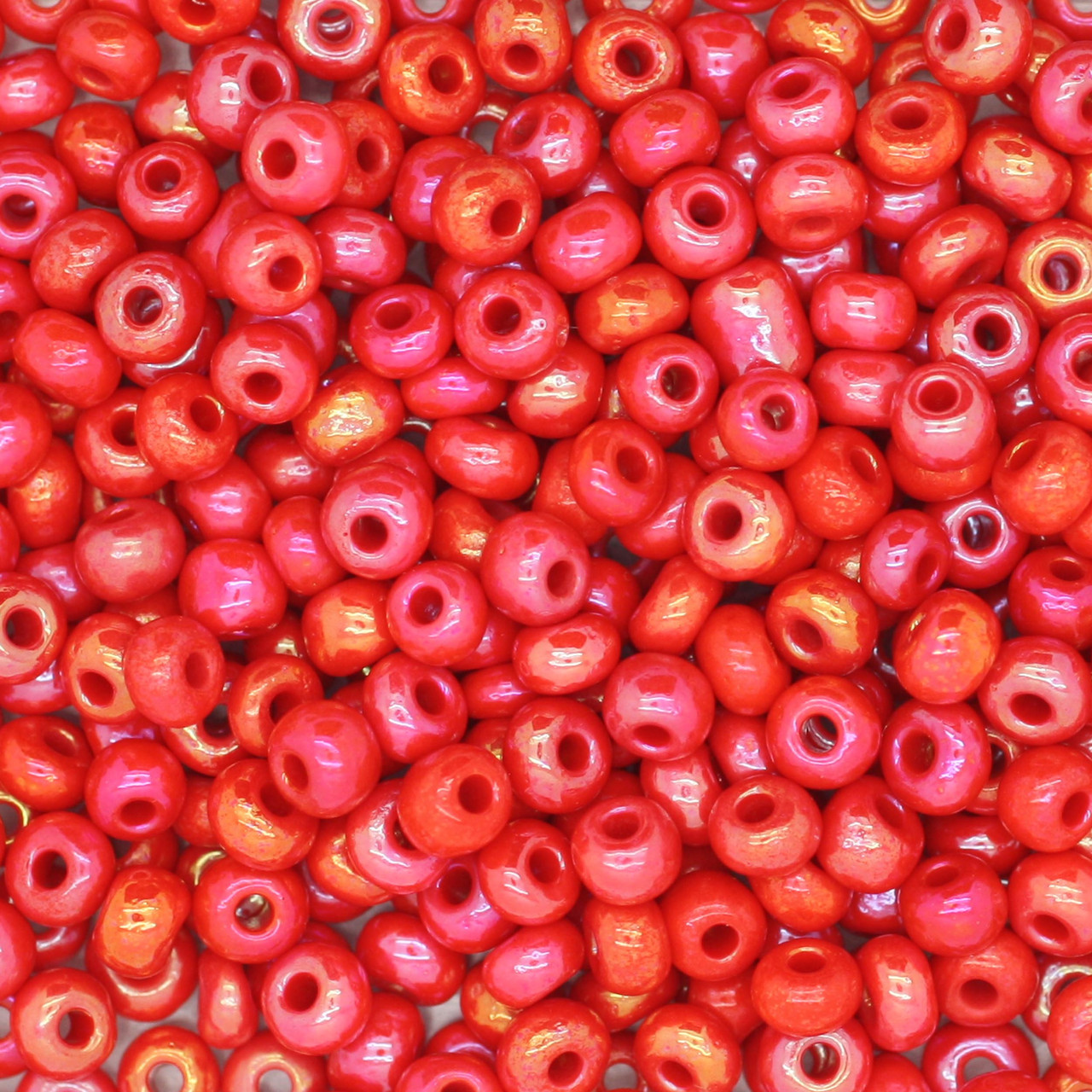 6/0 Czech Glass Seed Beads Opaque Rainbow Light Red