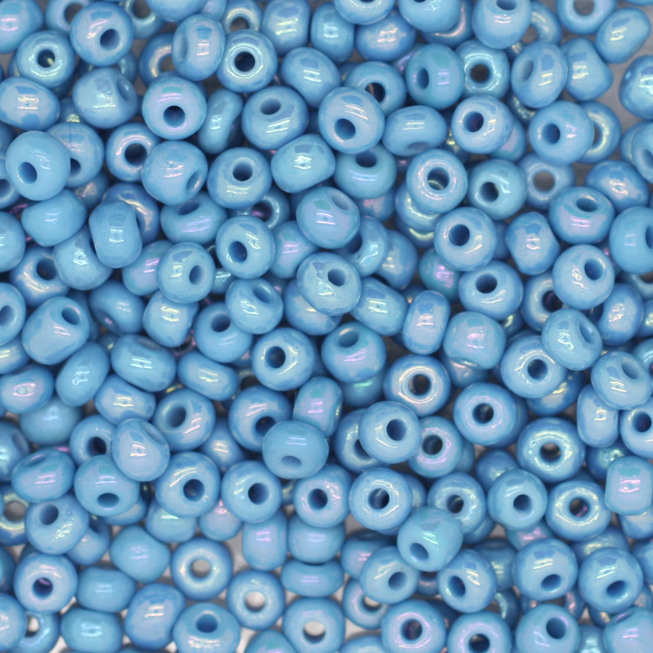 6/0 Czech Glass Seed Beads Opaque Rainbow Light Blue