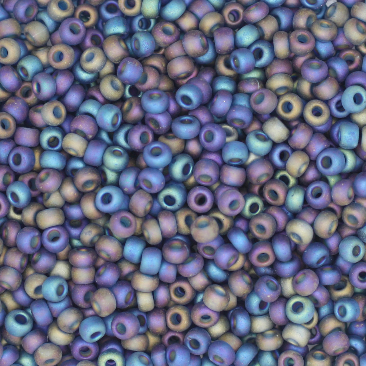8/0 Czech Glass Seed Beads Matte Rainbow Blue Gray