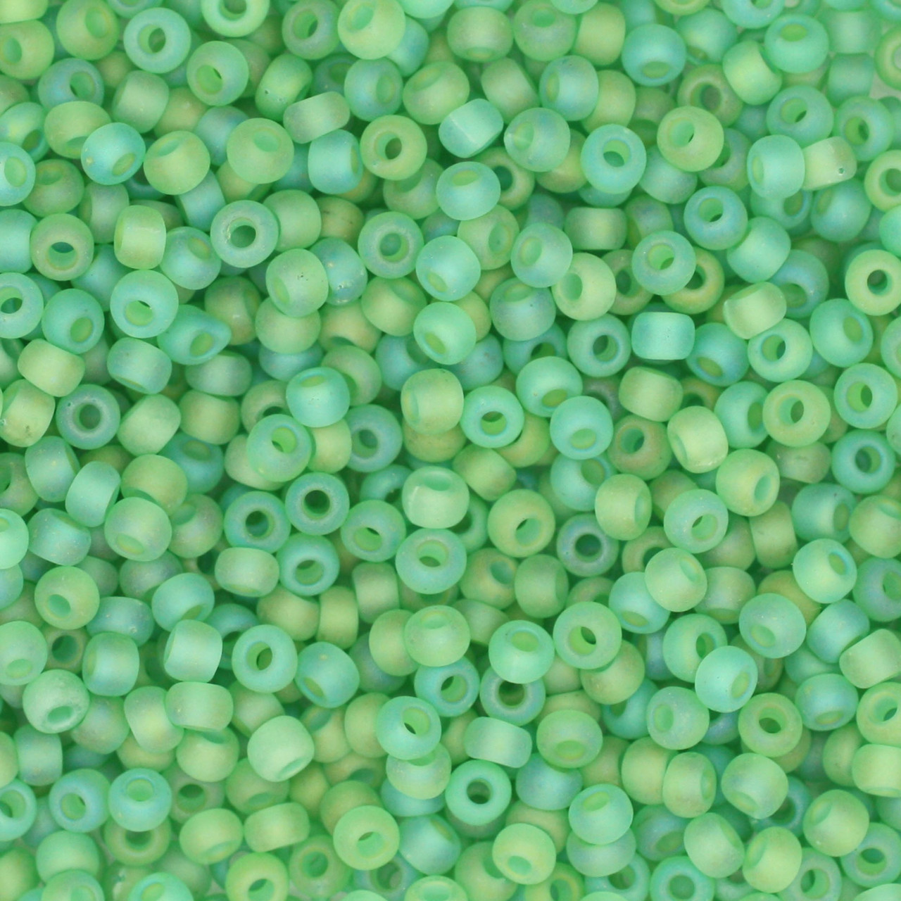 8/0 Czech Glass Seed Beads Matte Rainbow Light Green
