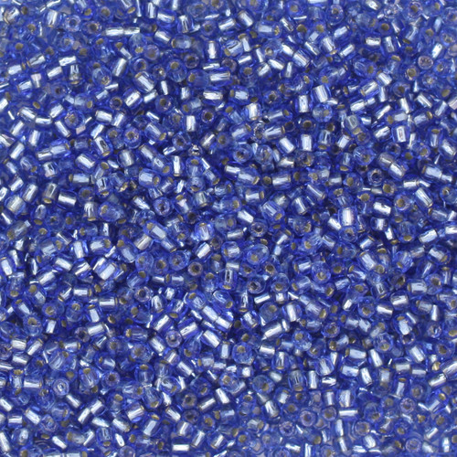 12/0 3-Cut Czech Glass Seed Beads Silver Lined Medium Blue