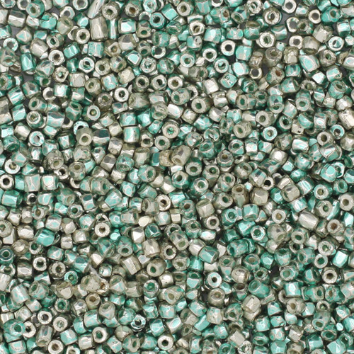 9/0 3-Cut Czech Glass Seed Beads Metallic Light Green