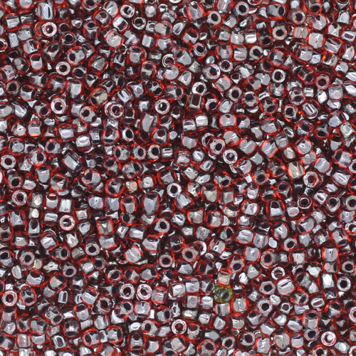9/0 3-Cut Czech Glass Seed Beads Lined Dark Rust