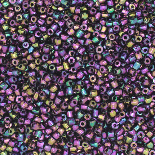 9/0 3-Cut Czech Glass Seed Beads Metallic Rainbow Purple