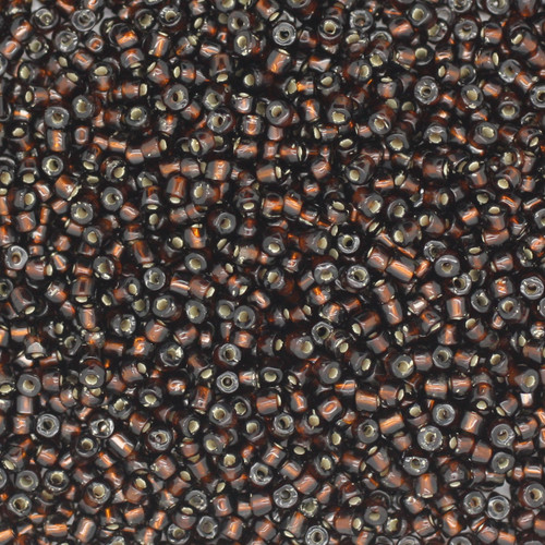 9/0 3-Cut Czech Glass Seed Beads Silver Lined Dark Brown