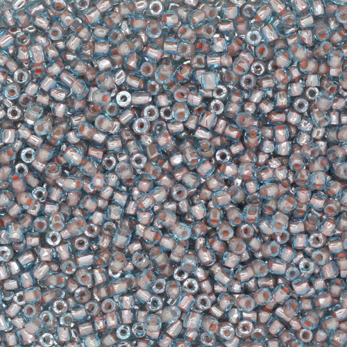 9/0 3-Cut Czech Glass Seed Beads Lined Tan Blue