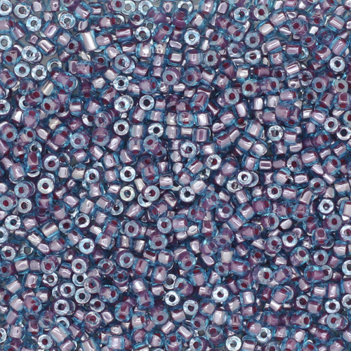 9/0 3-Cut Czech Glass Seed Beads Lined Red Blue