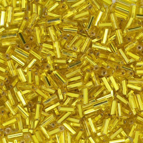 Czech Bugle Beads Size 2 Silver Lined Yellow Czech Bugle Beads Size 2 Silver Lined Yellow
