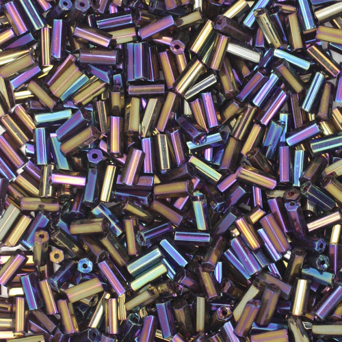 Czech Bugle Beads Size 2 Transparent Rainbow Amethyst Czech Bugle Beads Size 2 Transparent Rainbow Amethyst