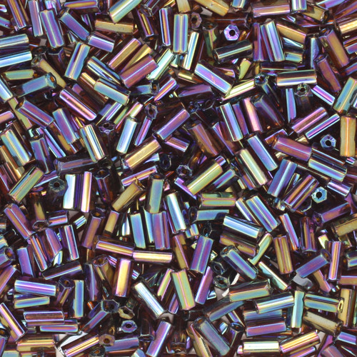 Czech Bugle Beads Size 2 Transparent Rainbow Brown Czech Bugle Beads Size 2 Transparent Rainbow Brown