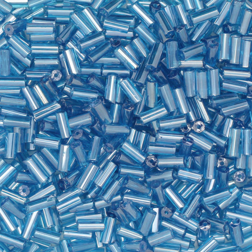 Czech Bugle Beads Size 2 Luster Aqua Blue