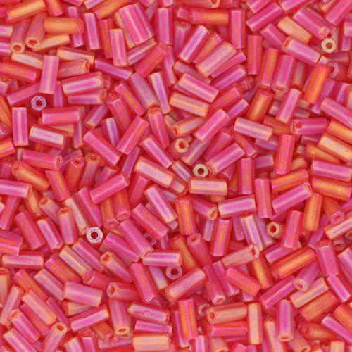 Czech Bugle Beads Size 2 Matte Rainbow Red Czech Bugle Beads Size 2 Matte Rainbow Red
