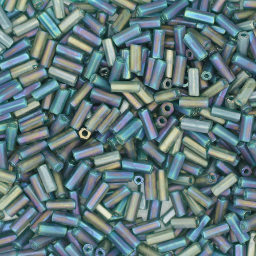 Czech Bugle Beads Size 2 Matte Rainbow Teal Czech Bugle Beads Size 2 Matte Rainbow Teal