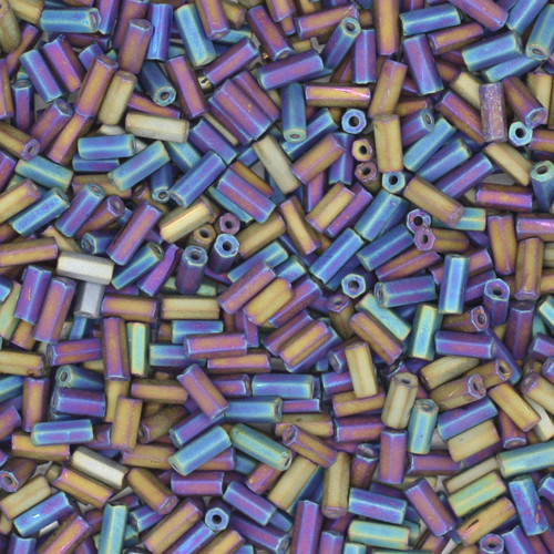 Czech Bugle Beads Size 2 Matte Rainbow Black