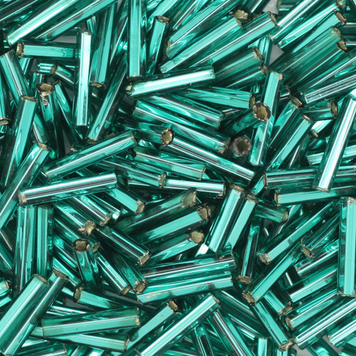 Czech Bugle Beads Size 5 Silver Lined Teal Czech Bugle Beads Size 5 Silver Lined Teal