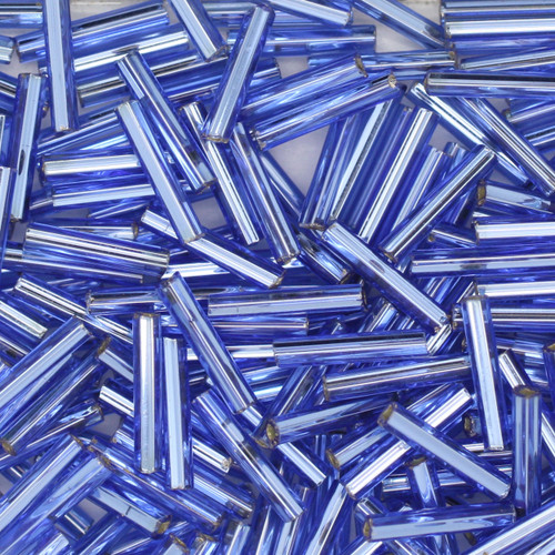 Czech Bugle Beads Size 5 Silver Lined Light Blue Czech Bugle Beads Size 5 Silver Lined Light Blue