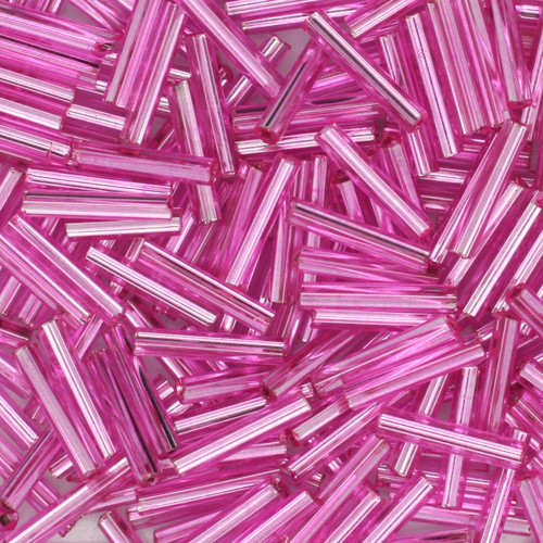 Czech Bugle Beads Size 5 Silver Lined Pink Czech Bugle Beads Size 5 Silver Lined Pink