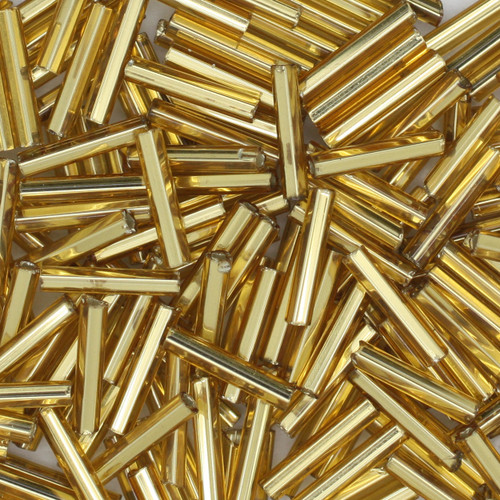 Czech Bugle Beads Size 5 Silver Lined Gold Czech Bugle Beads Size 5 Silver Lined Gold