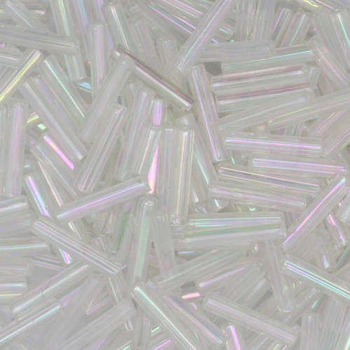 Czech Bugle Beads Size 5 Transparent Rainbow Crystal