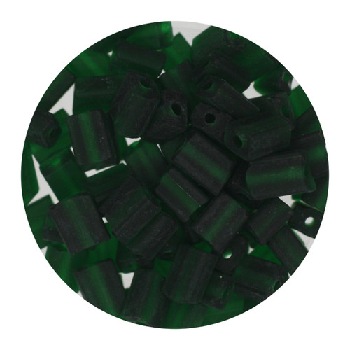 Rectangle Beads 5mm x 3mm Czech Glass Dark Green Matte Transparent